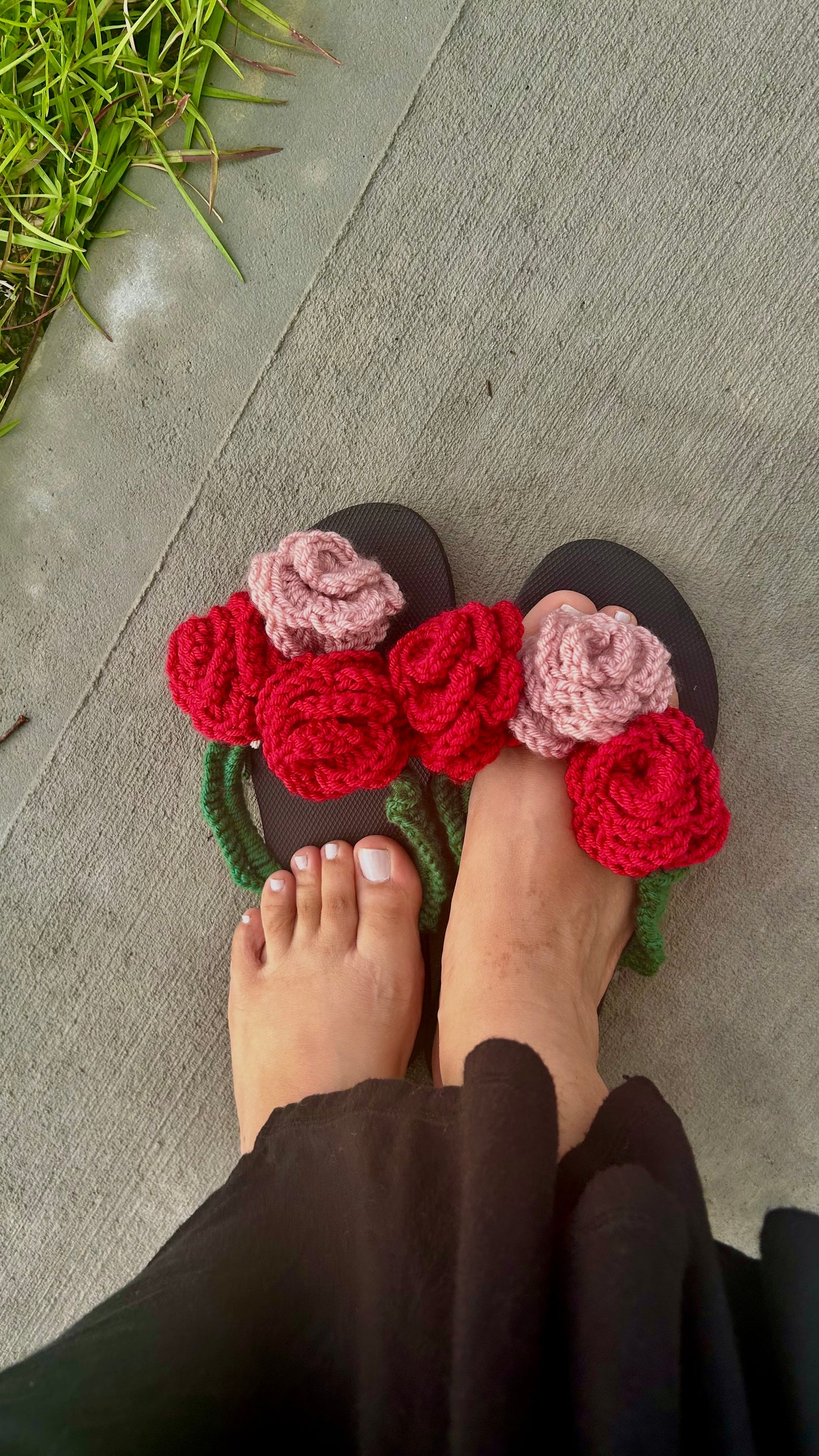Grounded in her garden FlipFlops 🌹💐