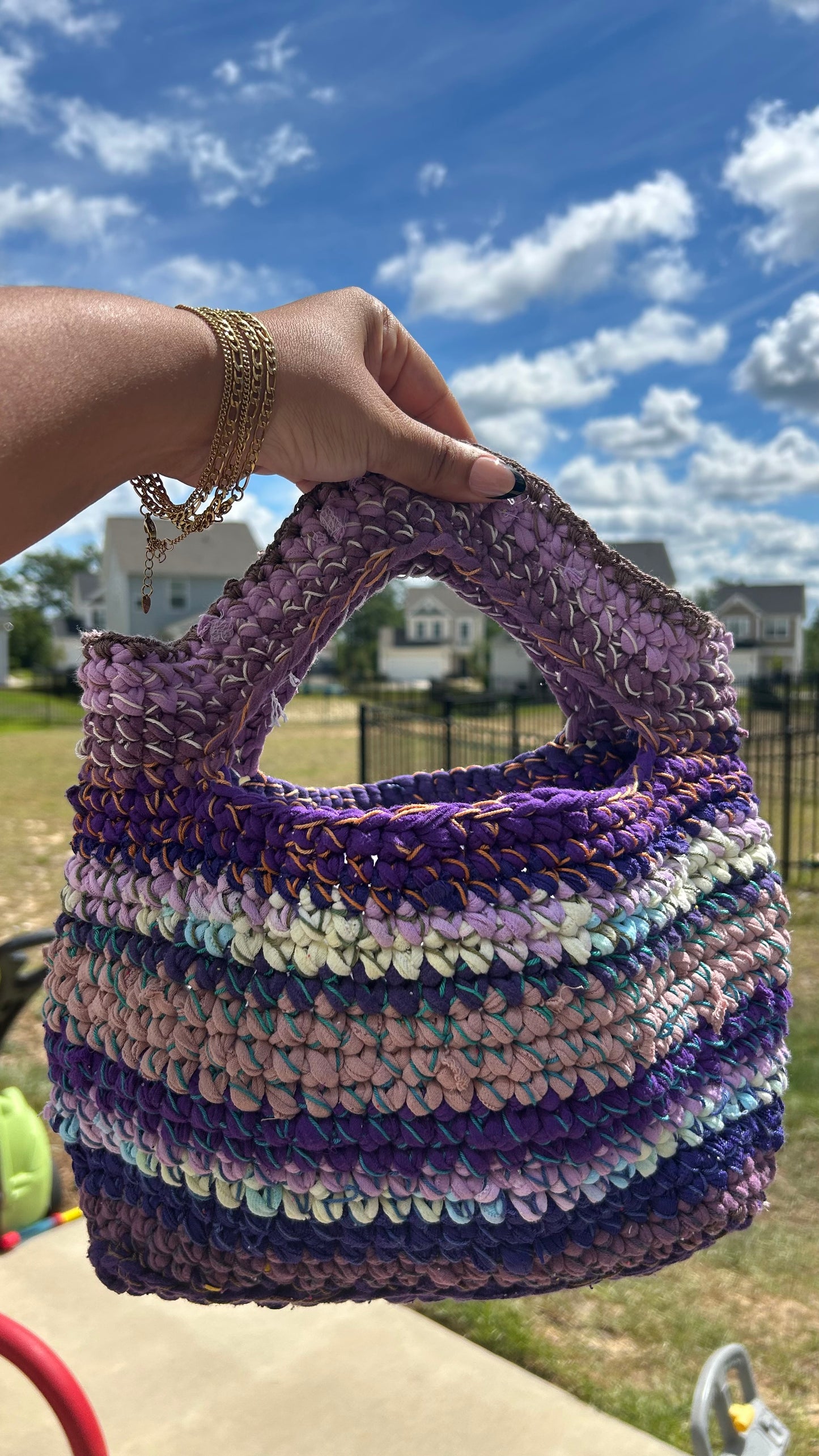 Revival Bag No 9 : Summers Calm Tshirt crochet bag