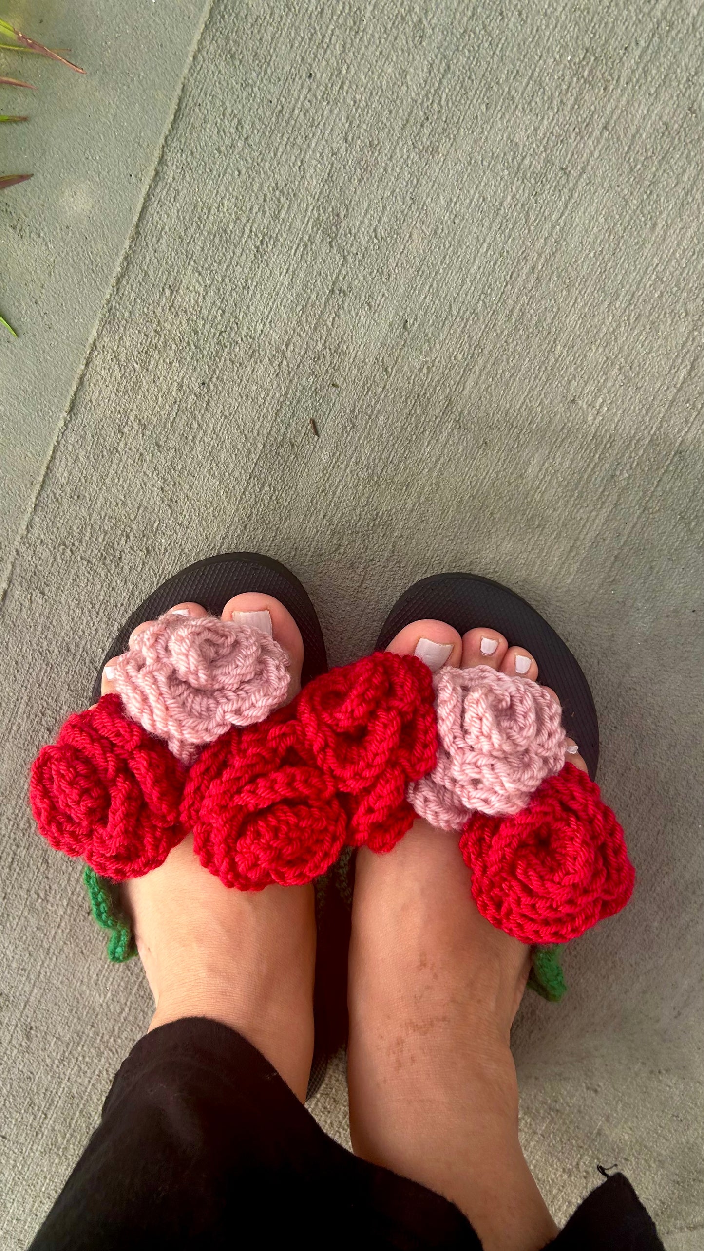 Grounded in her garden FlipFlops 🌹💐