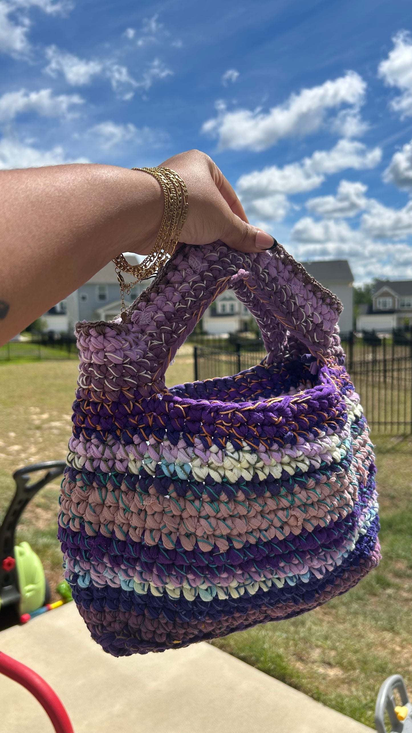 Revival Bag No 9 : Summers Calm Tshirt crochet bag