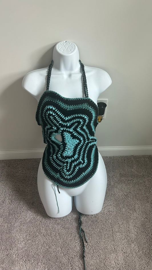 Lost & found Burning blue Freeform crochet top