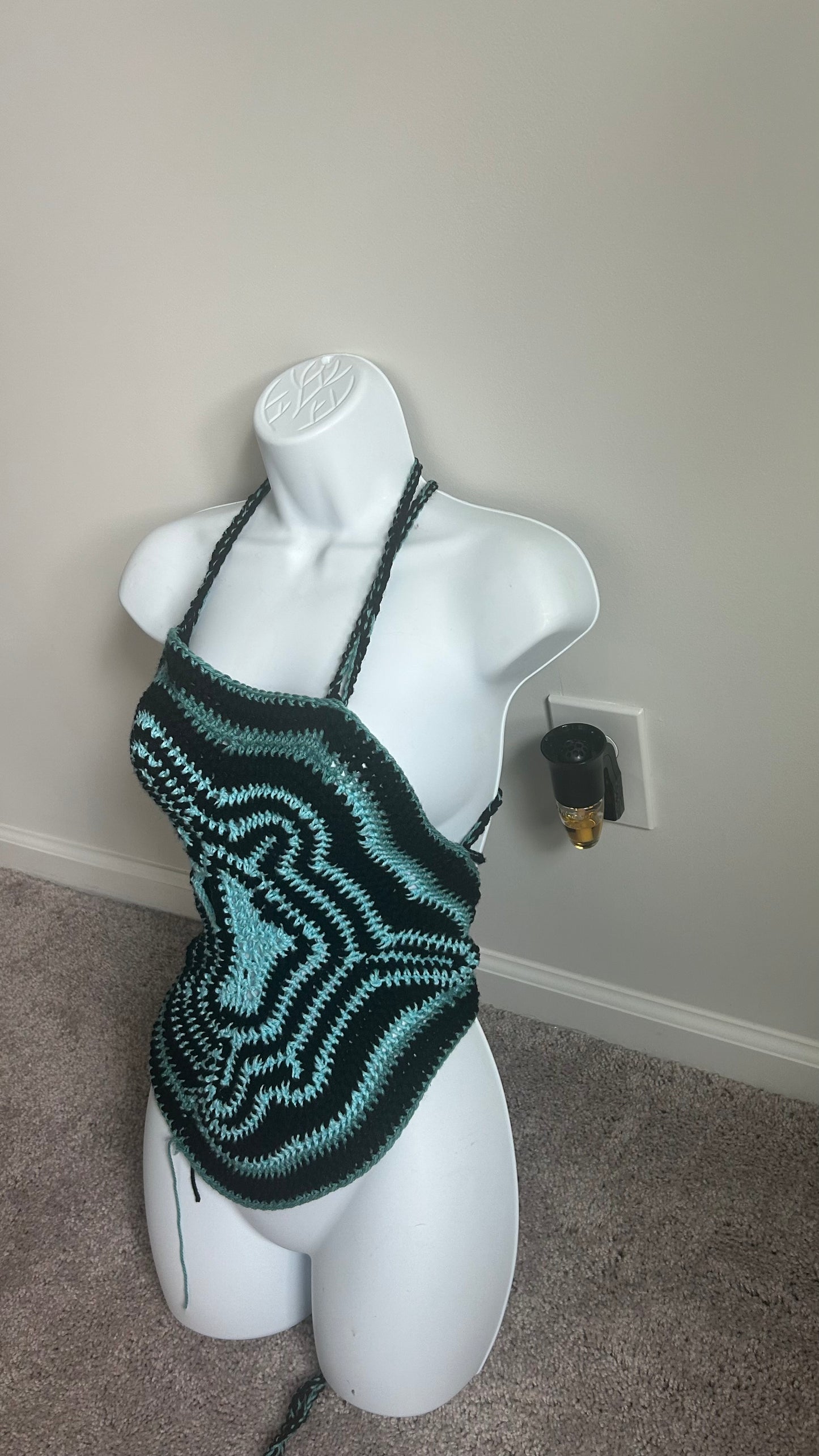 Lost & found Burning blue Freeform crochet top