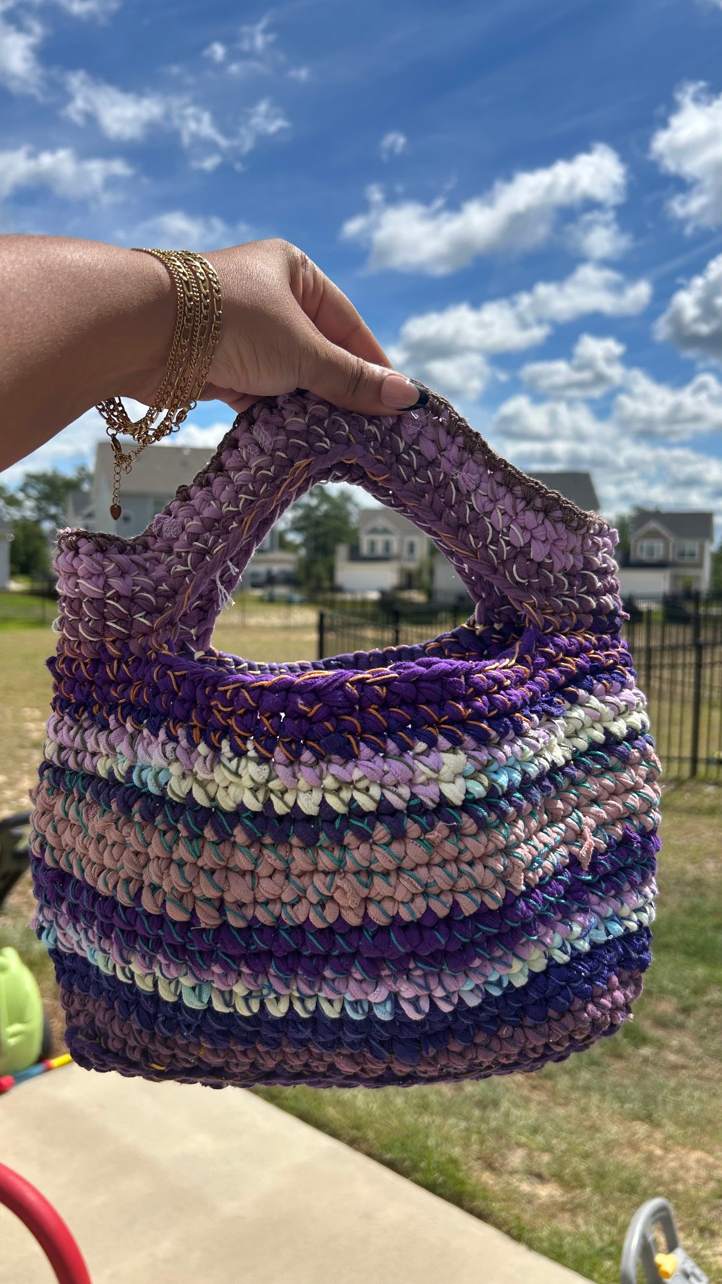 Revival Bag No 9 : Summers Calm Tshirt crochet bag