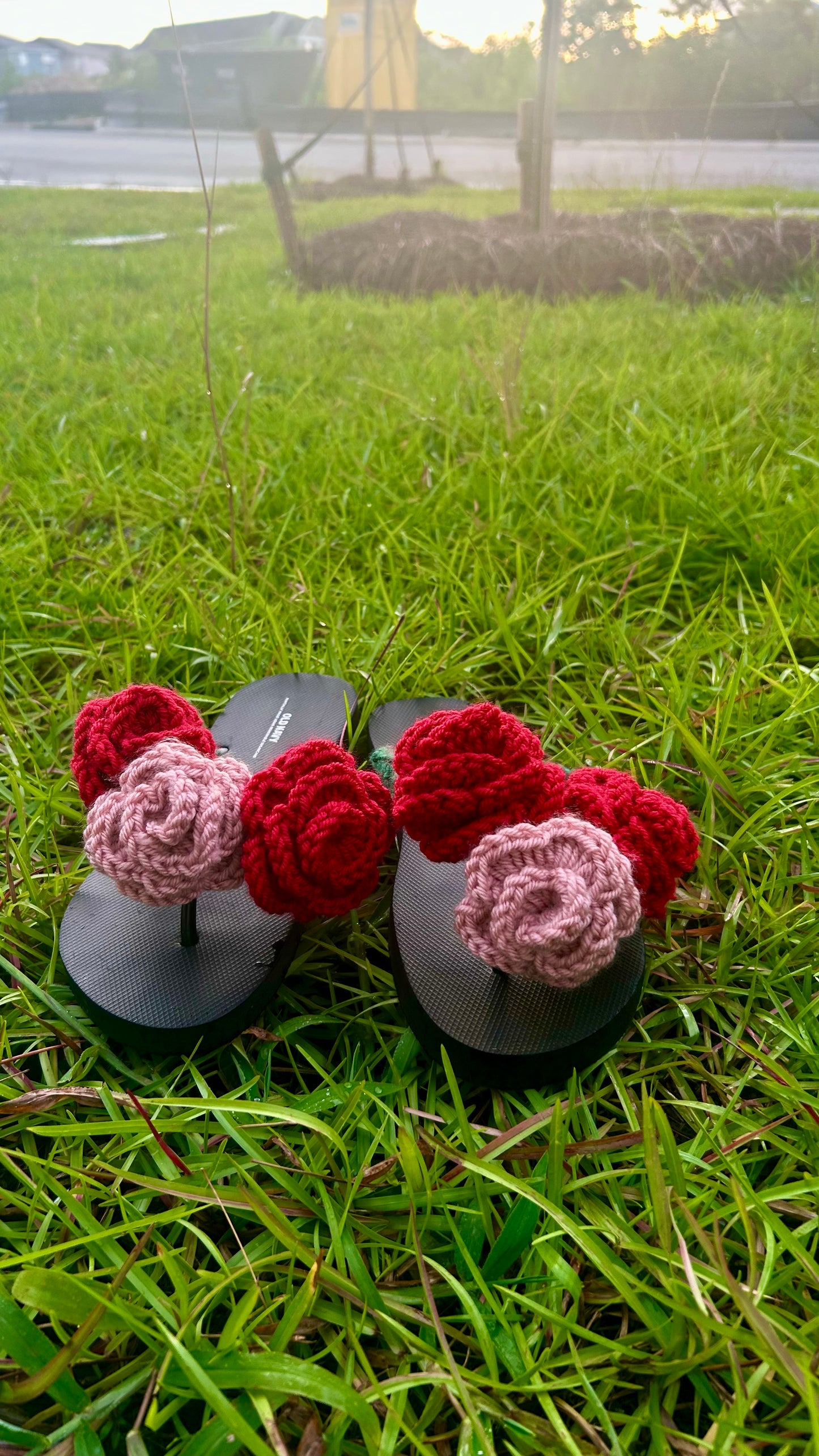 Grounded in her garden FlipFlops 🌹💐