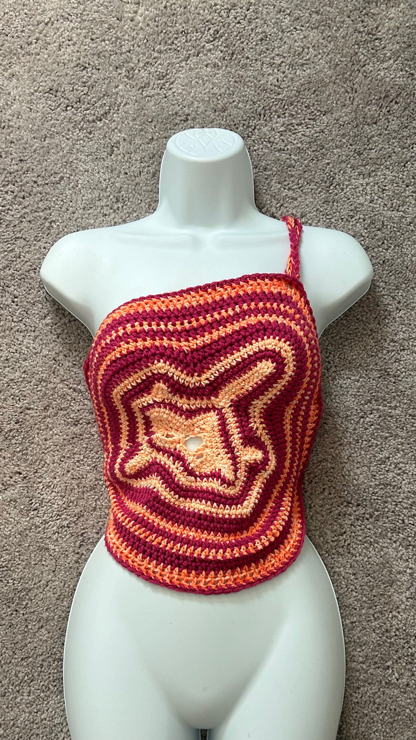Lost& Found :sunset freeform crochet top