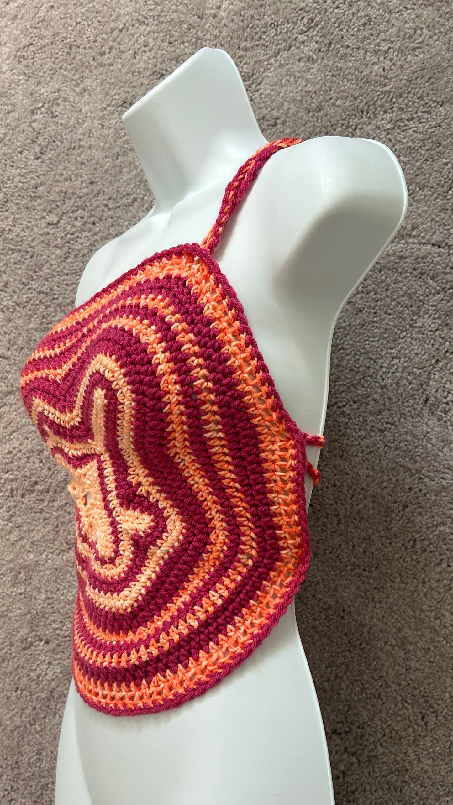 Lost& Found :sunset freeform crochet top