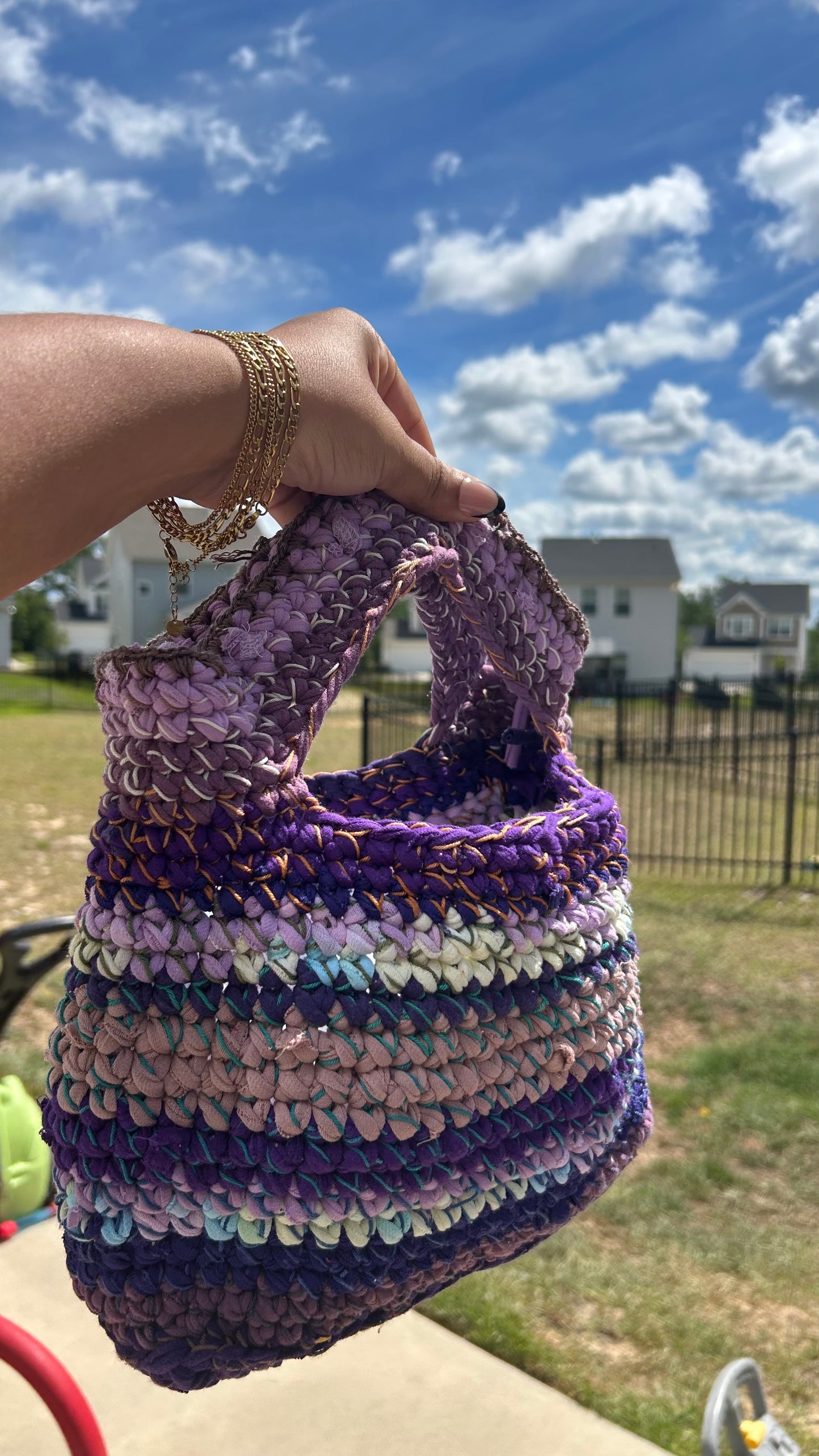 Revival Bag No 9 : Summers Calm Tshirt crochet bag